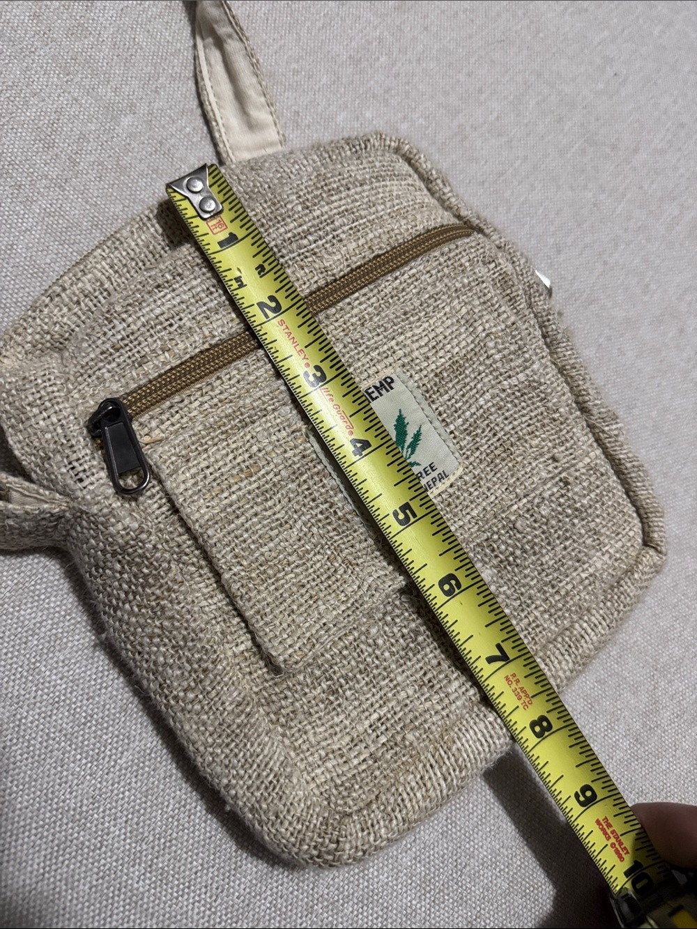 Ark Fair Trade's Hemp Crossbody Bag-Nepal Orig-Natural Color with Imperfections - Picture 16 of 16